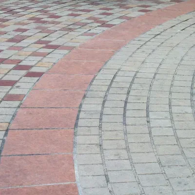 Decorative concrete steps in West Allis, Wisconsin showcasing intricate designs and colors