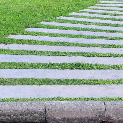 Creative decorative poured concrete pathway in Delafield, Wisconsin enhancing outdoor landscape design
