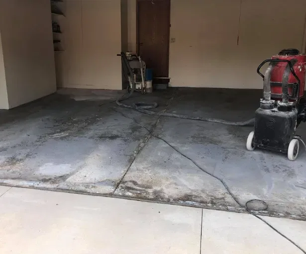 Concrete floor preparation in Sussex WI garage for home improvement project