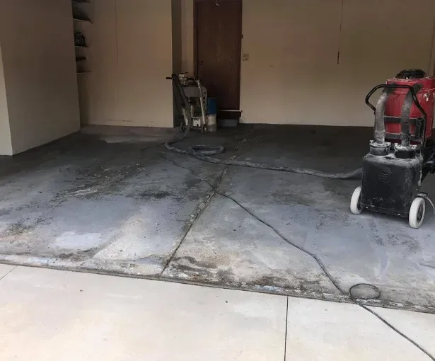 Concrete floor preparation in Sussex WI garage for home improvement project